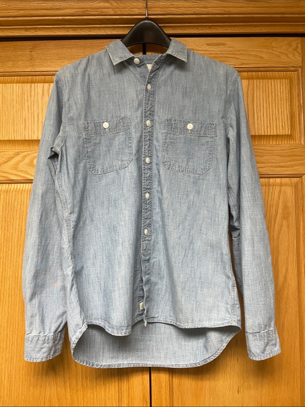 Lands' End Women’s Canvas Denim Button-Down Shirt - Size Medium